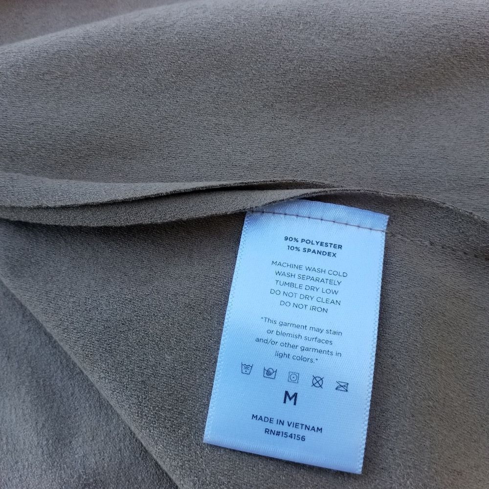 MOTE Moto Jacket Faux Brown Suede Long Sleeve Waterfall Front Zip Size M - Picture 6 of 8